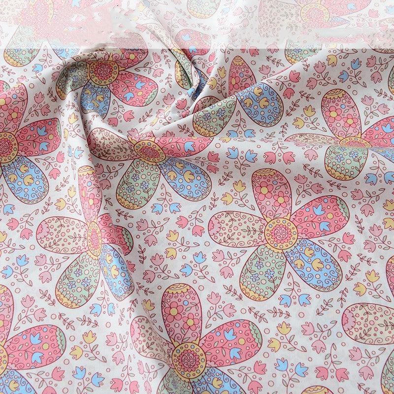 HKM-174675 Cotton Digital Printed Summer Fabric with Floral and Plant Designs, Soft and Lightweight, 50x140cm
