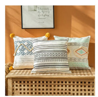 HKM-174675 Cotton Thread Printed Bohemian Cushion - Soft, Durable 3D Fiber Pillow, 45x45cm