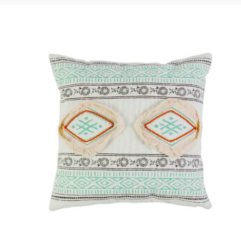 HKM-174675 Cotton Thread Printed Bohemian Cushion - Soft, Durable 3D Fiber Pillow, 45x45cm