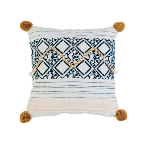 HKM-174675 Cotton Thread Printed Bohemian Cushion - Soft, Durable 3D Fiber Pillow, 45x45cm