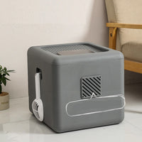 HKM-174675 Extra-Large Fully Enclosed Double-Door Cat Litter Basin with Shovel – Durable PE Material, 40x44x39CM