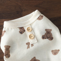 HKM-174803 Casual Short Sleeve Waffle Dog Clothes in Beige for Small Breeds
