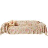 HKM-174995 Chenille Peony Sofa Cover - Floral Dust and Air Conditioner Protection in Multiple Sizes