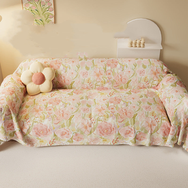 HKM-174995 Chenille Peony Sofa Cover - Floral Dust and Air Conditioner Protection in Multiple Sizes
