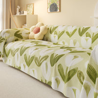 HKM-174995 Chenille Peony Sofa Cover - Floral Dust and Air Conditioner Protection in Multiple Sizes