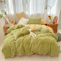 HKM-174995 Four-Piece Soft Rabbit Hair Plush Bed Set in Multiple Colors