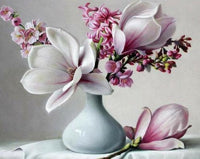 HKM-174995 White Flower Painting by Numbers - 40x50 cm Art Kit