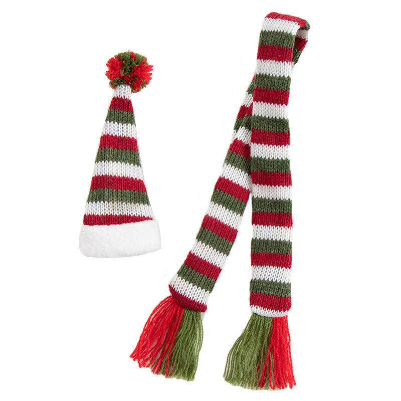 HKM-175123 Knitted Wool Wine Bottle Cover Set with Scarf and Hat Decor