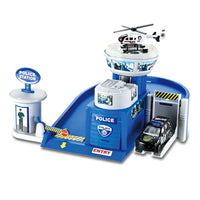 HKM-175251 Diecast Police Station Play Set with Alloy Vehicles for Kids Ages 3 and Up