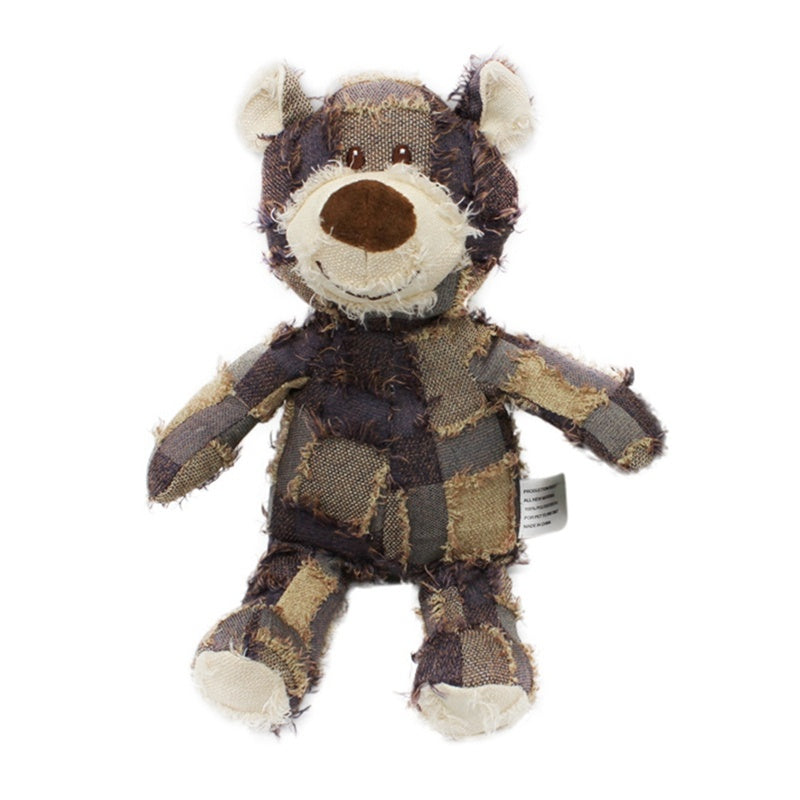 HKM-175443 Plush Bear Shape Dog Chew Toy with Squeaker for Interactive Play and Dental Care