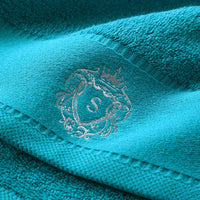 HKM-175571 Oversized Pure Cotton Embroidered Bath Towel - Absorbent Facial Towel in White, Dark Grey or Peacock Blue
