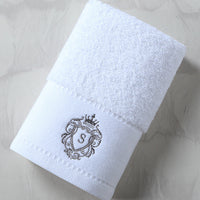 HKM-175571 Oversized Pure Cotton Embroidered Bath Towel - Absorbent Facial Towel in White, Dark Grey or Peacock Blue