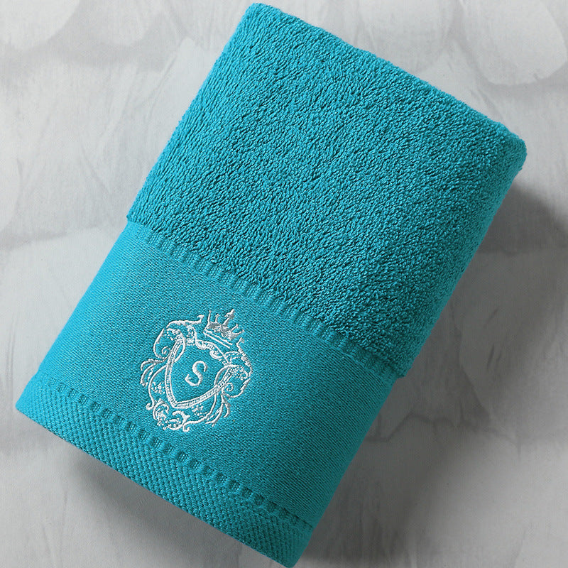 HKM-175571 Oversized Pure Cotton Embroidered Bath Towel - Absorbent Facial Towel in White, Dark Grey or Peacock Blue