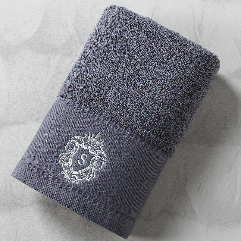 HKM-175571 Oversized Pure Cotton Embroidered Bath Towel - Absorbent Facial Towel in White, Dark Grey or Peacock Blue