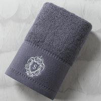 HKM-175571 Oversized Pure Cotton Embroidered Bath Towel - Absorbent Facial Towel in White, Dark Grey or Peacock Blue