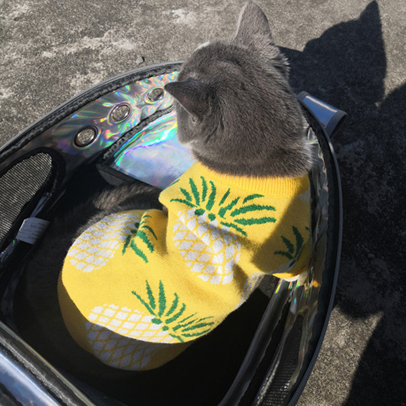 HKM-175571 Pineapple Print Wool Pet Sweater for Autumn and Winter - Casual Design in Yellow
