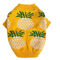 HKM-175571 Pineapple Print Wool Pet Sweater for Autumn and Winter - Casual Design in Yellow
