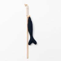 HKM-175635 Funny Cat Stick with Canvas Fish Rod Nibble Toy for Playful Kittens