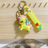 HKM-175827 Cute 3D Soft PVC Cartoon Horse Keychain for Bags - Unisex Key Ring Pendant