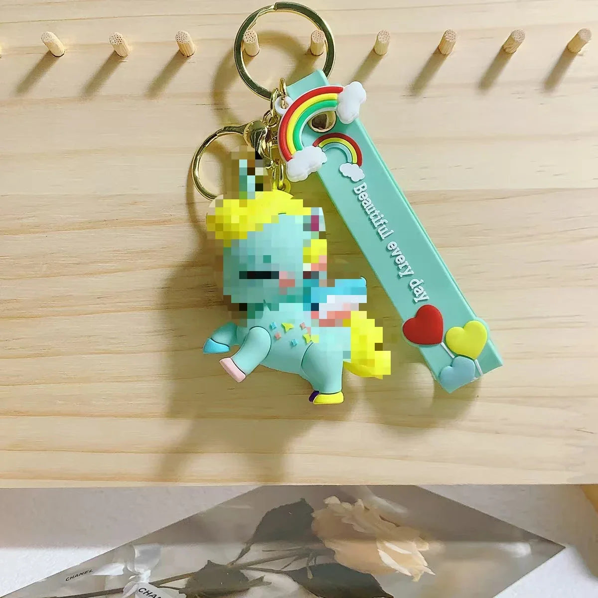 HKM-175827 Cute 3D Soft PVC Cartoon Horse Keychain for Bags - Unisex Key Ring Pendant