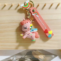 HKM-175827 Cute 3D Soft PVC Cartoon Horse Keychain for Bags - Unisex Key Ring Pendant