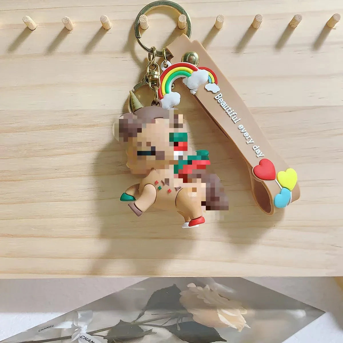 HKM-175827 Cute 3D Soft PVC Cartoon Horse Keychain for Bags - Unisex Key Ring Pendant