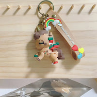 HKM-175827 Cute 3D Soft PVC Cartoon Horse Keychain for Bags - Unisex Key Ring Pendant