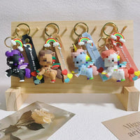 HKM-175827 Cute 3D Soft PVC Cartoon Horse Keychain for Bags - Unisex Key Ring Pendant