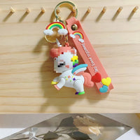 HKM-175827 Cute 3D Soft PVC Cartoon Horse Keychain for Bags - Unisex Key Ring Pendant