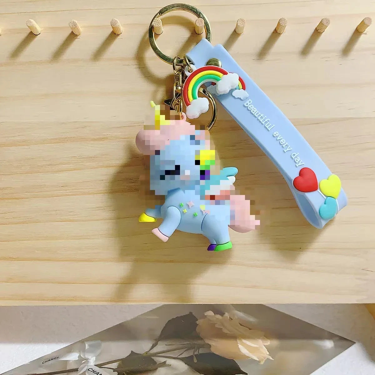 HKM-175827 Cute 3D Soft PVC Cartoon Horse Keychain for Bags - Unisex Key Ring Pendant