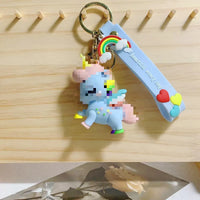 HKM-175827 Cute 3D Soft PVC Cartoon Horse Keychain for Bags - Unisex Key Ring Pendant
