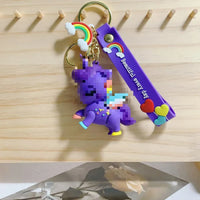 HKM-175827 Cute 3D Soft PVC Cartoon Horse Keychain for Bags - Unisex Key Ring Pendant