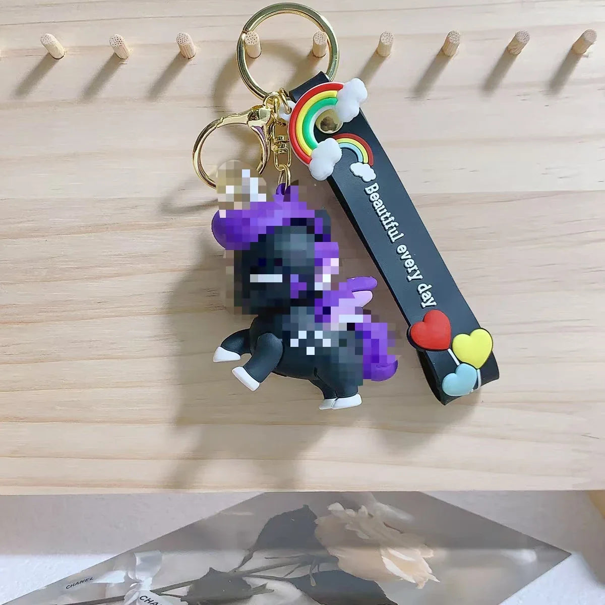 HKM-175827 Cute 3D Soft PVC Cartoon Horse Keychain for Bags - Unisex Key Ring Pendant
