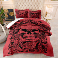 HKM-175827 Halloween Skull Quilt Set for Double, Full, and Queen Beds - Soft Cotton Digital Print