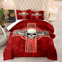 HKM-175827 Halloween Skull Quilt Set for Double, Full, and Queen Beds - Soft Cotton Digital Print