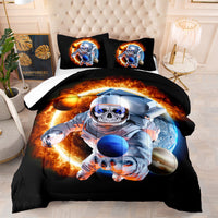HKM-175827 Halloween Skull Quilt Set for Double, Full, and Queen Beds - Soft Cotton Digital Print