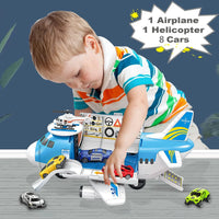HKM-175955 Diecast Aircraft Carrier Helicopter Toy Set with Airplane & Cargo Vehicles for Kids