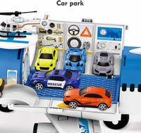 HKM-175955 Diecast Aircraft Carrier Helicopter Toy Set with Airplane & Cargo Vehicles for Kids