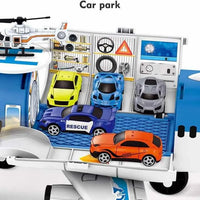 HKM-175955 Diecast Aircraft Carrier Helicopter Toy Set with Airplane & Cargo Vehicles for Kids