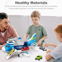 HKM-175955 Diecast Aircraft Carrier Helicopter Toy Set with Airplane & Cargo Vehicles for Kids