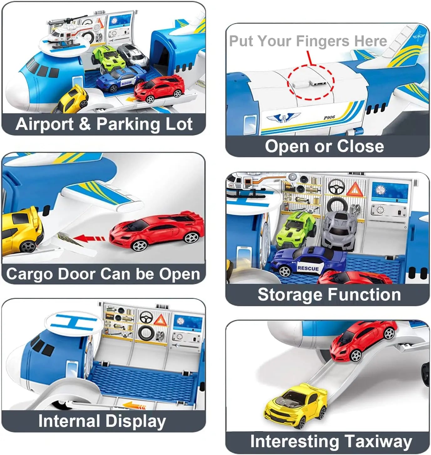 HKM-175955 Diecast Aircraft Carrier Helicopter Toy Set with Airplane & Cargo Vehicles for Kids