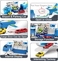 HKM-175955 Diecast Aircraft Carrier Helicopter Toy Set with Airplane & Cargo Vehicles for Kids