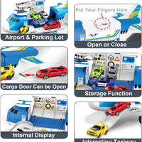 HKM-175955 Diecast Aircraft Carrier Helicopter Toy Set with Airplane & Cargo Vehicles for Kids
