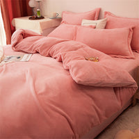 HKM-175955 Plush Double-Sided Fleece Duvet Cover Set in Warm Yellow and Various Colors