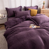 HKM-175955 Plush Double-Sided Fleece Duvet Cover Set in Warm Yellow and Various Colors
