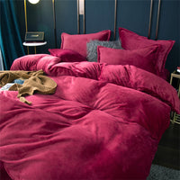 HKM-175955 Plush Double-Sided Fleece Duvet Cover Set in Warm Yellow and Various Colors