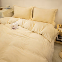 HKM-175955 Plush Double-Sided Fleece Duvet Cover Set in Warm Yellow and Various Colors