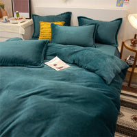 HKM-175955 Plush Double-Sided Fleece Duvet Cover Set in Warm Yellow and Various Colors