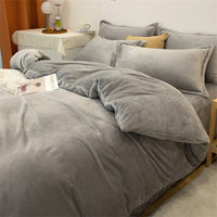 HKM-175955 Plush Double-Sided Fleece Duvet Cover Set in Warm Yellow and Various Colors