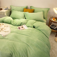 HKM-175955 Plush Double-Sided Fleece Duvet Cover Set in Warm Yellow and Various Colors